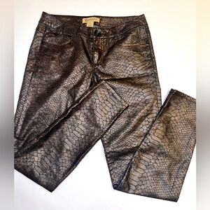 Faux Leather Snake Pattern Pants - Pleather Skinny Jeans in Brown Animal Print
